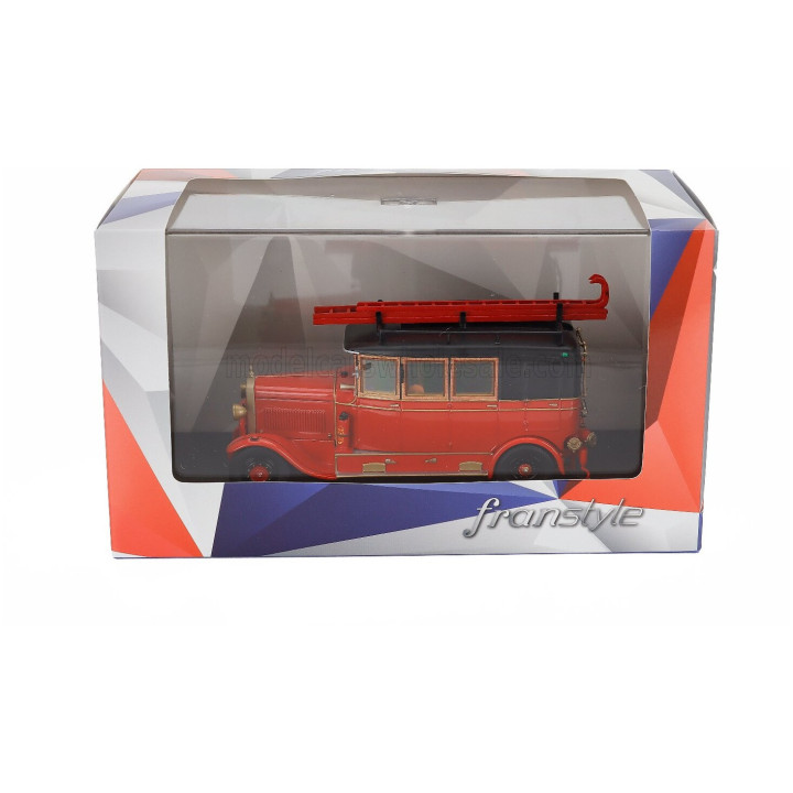 FRANSTYLE LAFFLY VM2 TRUCK FOURGON POMPE SAPEURS POMPIERS VILLE DE BROU 1925 - RED BLACK 1/43