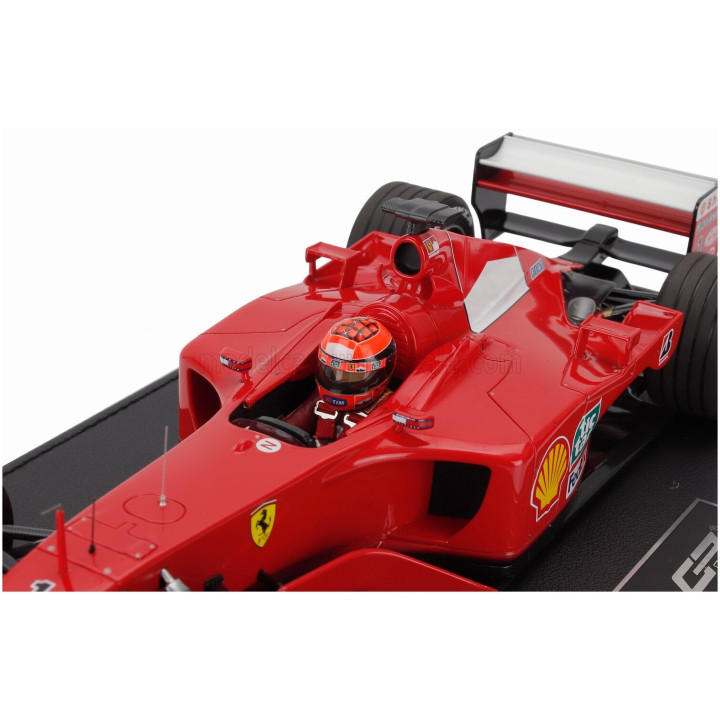 GP REPLICAS FERRARI F1 F2001 N 1 WORLD CHAMPION WINNER MONACO GP (with pilot driver) 2001 MICHAEL SCHUMACHER - RED WHITE 1/18