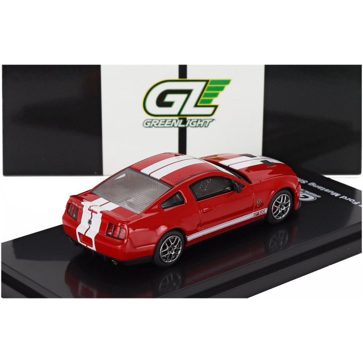 GREENLIGHT FORD USA MUSTANG SHELBY GT500 SUPER SNAKE COUPE 2007 - RED WHITE 1/64