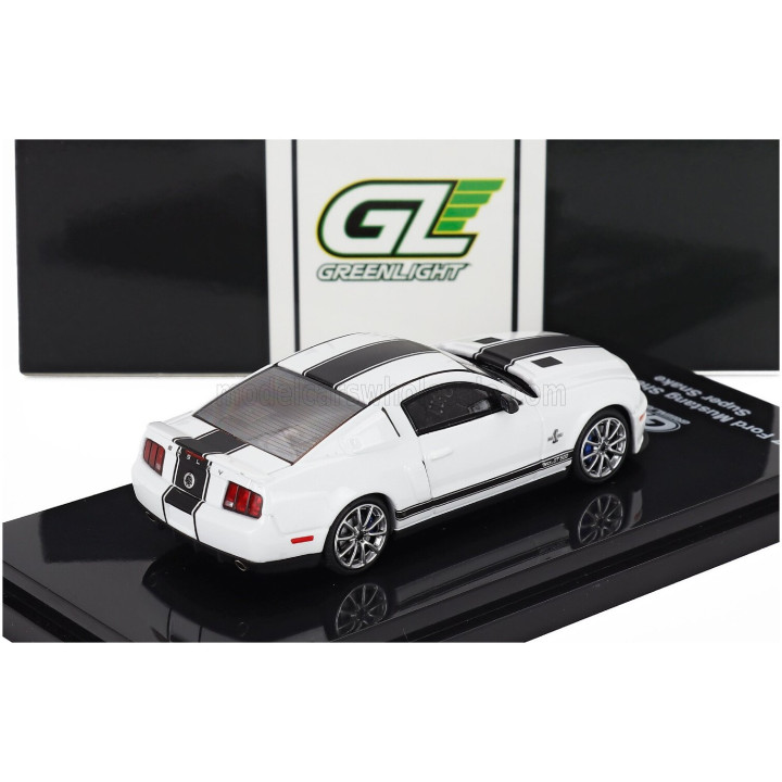 GREENLIGHT FORD USA MUSTANG SHELBY GT500 SUPER SNAKE COUPE 2007 - WHITE BLACK 1/64