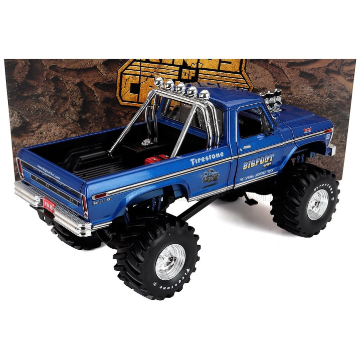 GREENLIGHT FORD USA F-250 PICK-UP MONSTER TRUCK BIGFOOT 1974 WITH BOB CHANDLER FIGURE - BLUE 1/18