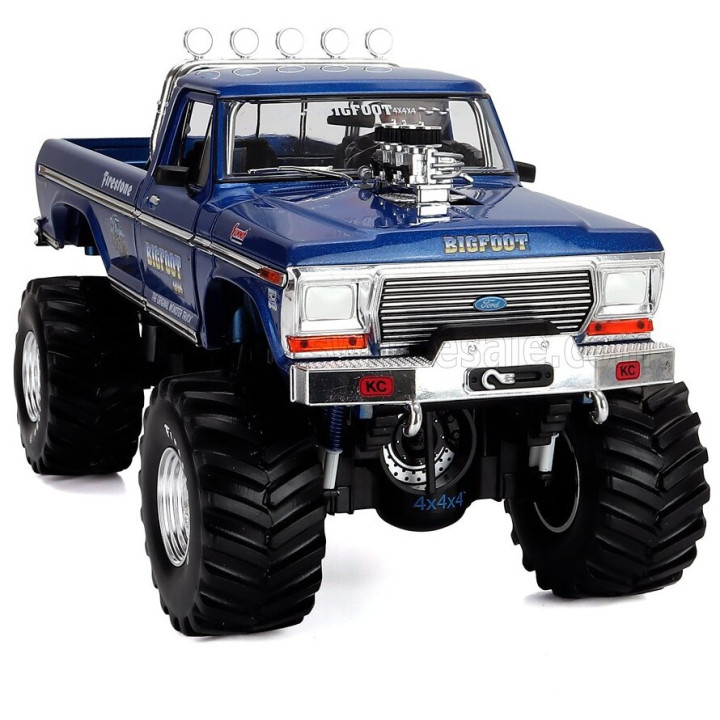 GREENLIGHT FORD USA F-250 PICK-UP MONSTER TRUCK BIGFOOT 1974 WITH BOB CHANDLER FIGURE - BLUE 1/18