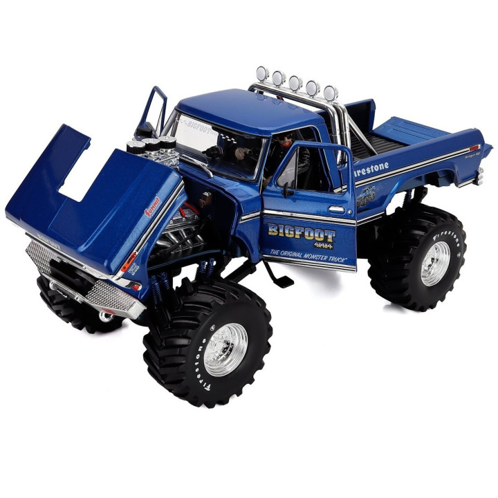 GREENLIGHT FORD USA F-250 PICK-UP MONSTER TRUCK BIGFOOT 1974 WITH BOB CHANDLER FIGURE - BLUE 1/18