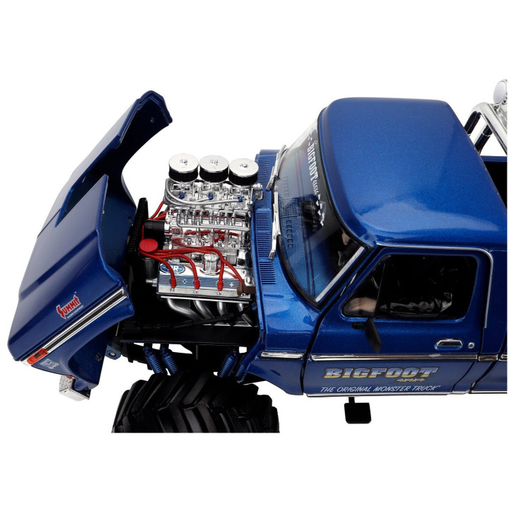 GREENLIGHT FORD USA F-250 PICK-UP MONSTER TRUCK BIGFOOT 1974 WITH BOB CHANDLER FIGURE - BLUE 1/18