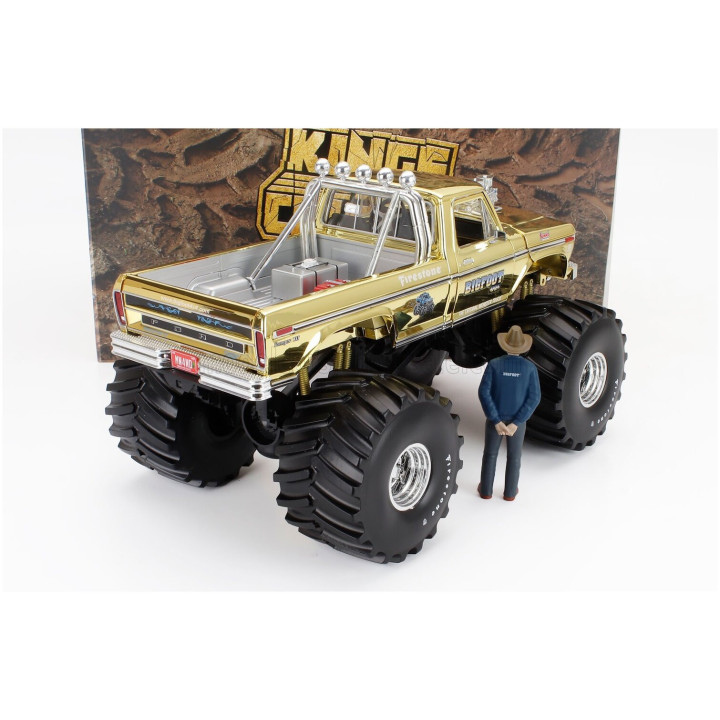 GREENLIGHT FORD USA F-150 MONSTER TRUCK - BIG FOOT N 1 - BOB CHANDLER FIGURE 1979 - GOLD SILVER 1/18