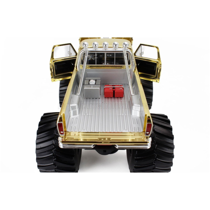 GREENLIGHT FORD USA F-150 MONSTER TRUCK - BIG FOOT N 1 - BOB CHANDLER FIGURE 1979 - GOLD SILVER 1/18