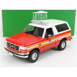 GREENLIGHT FORD USA BRONCO FDNY NEW YORK FIRE ENGINE 1996 - RED WHITE 1/18