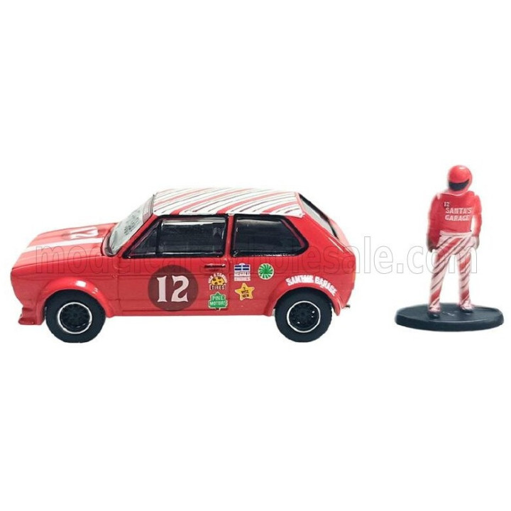GREENLIGHT VOLKSWAGEN GOLF MKI GTi N 12 WITH RACE CAR FIGURE 1975 - RED WHITE 1/64