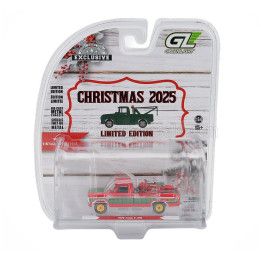 GREENLIGHT FORD USA F-250 PICK-UP WITH VINTAGE MOTORCYCLE 1978 - RED GREEN 1/64