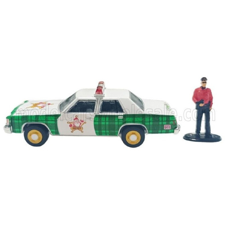 GREENLIGHT FORD USA LTD CROWN VICTORIA WITH POLICE OFFICER FIGURE 1981 - GREEN WHITE 1/64