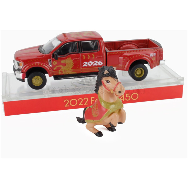 GREENLIGHT FORD F-450 PICK-UP 2022 - CHINESE ZODIAC 2026 - YEAR OF THE HORSE - RED 1/64