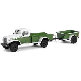 GREENLIGHT DODGE PAWER WAGON PICK-UP WITH CARGO TRAILER 1950 - GREEN WHITE 1/64