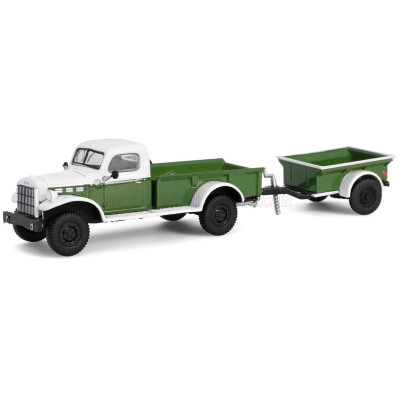 GREENLIGHT DODGE PAWER WAGON PICK-UP WITH CARGO TRAILER 1950 - GREEN WHITE 1/64