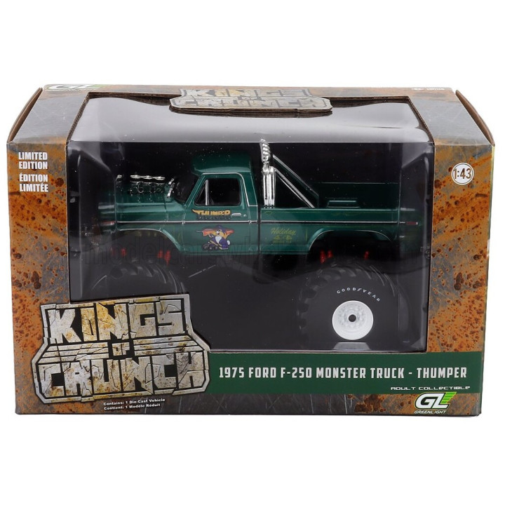 GREENLIGHT FORD USA F-250 PICK-UP MONSTER THUMPER TRUCK 1975 - GREEN 1/43