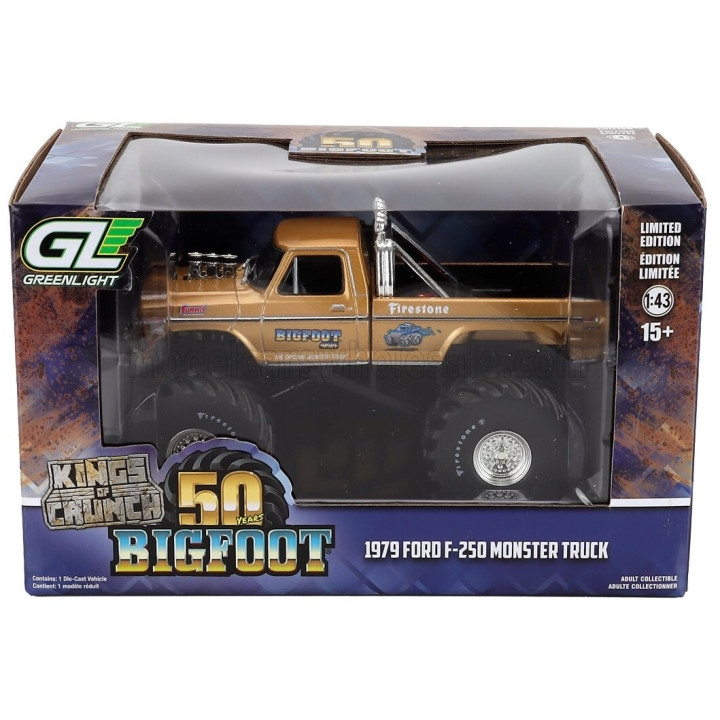 GREENLIGHT FORD USA F-250 PICK-UP MONSTER BIGFOOT TRUCK 1979 - GOLD 1/43