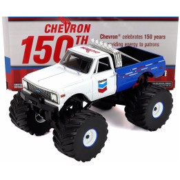 GREENLIGHT CHEVROLET K-10 PICK-UP MONSTER TRUCK CHEVRON 1972 - WHITE BLUE 1/43