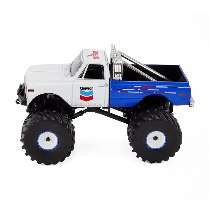 GREENLIGHT CHEVROLET K-10 PICK-UP MONSTER TRUCK CHEVRON 1972 - WHITE BLUE 1/43