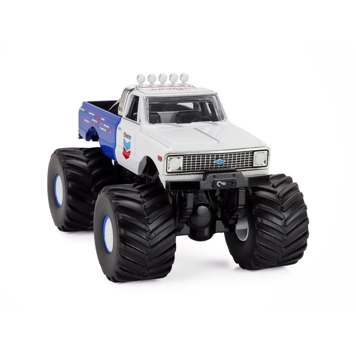 GREENLIGHT CHEVROLET K-10 PICK-UP MONSTER TRUCK CHEVRON 1972 - WHITE BLUE 1/43