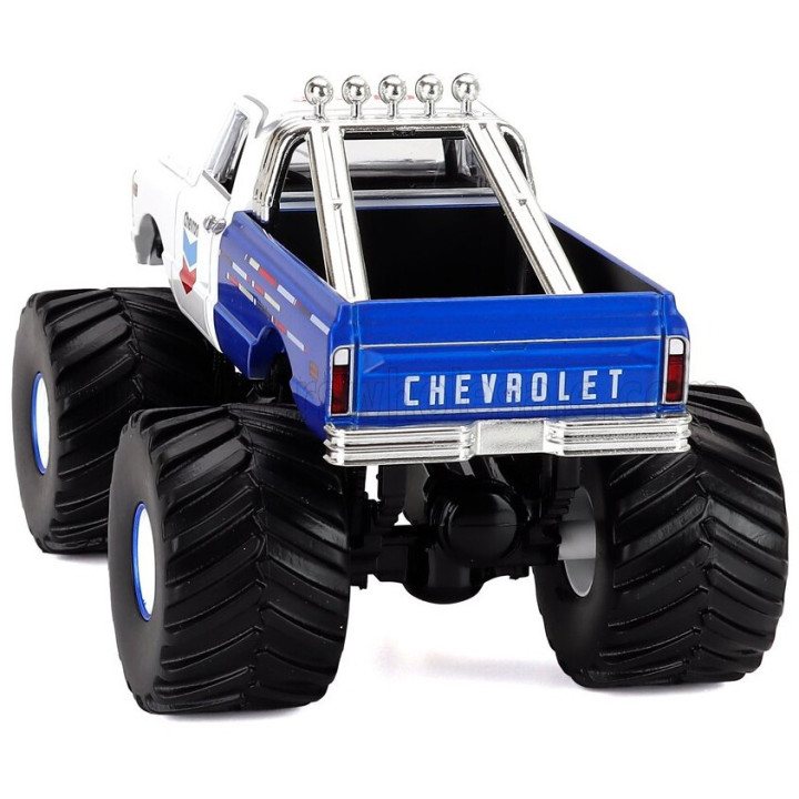 GREENLIGHT CHEVROLET K-10 PICK-UP MONSTER TRUCK CHEVRON 1972 - WHITE BLUE 1/43