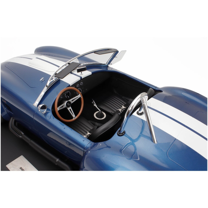GT SPIRIT FORD USA SHELBY COBRA 427 S/C SPIDER OPEN 1967 - CON VETRINA - WITH SHOWCASE - BLUE WHITE 1/8