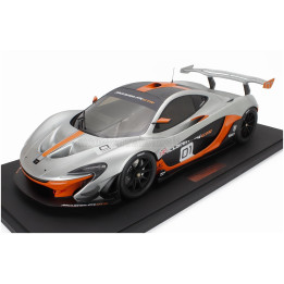 GT SPIRIT McLAREN P1 GTR PEBBLE BEACH 2015 - CON VETRINA - WITH SHOWCASE - GREY ORANGE 1/8