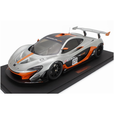 GT SPIRIT McLAREN P1 GTR PEBBLE BEACH 2015 - CON VETRINA - WITH SHOWCASE - GREY ORANGE 1/8