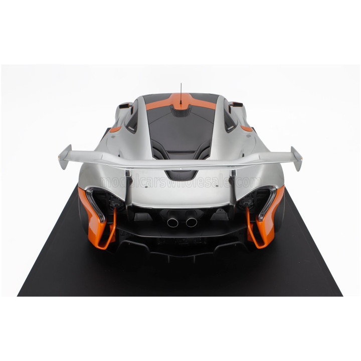 GT SPIRIT McLAREN P1 GTR PEBBLE BEACH 2015 - CON VETRINA - WITH SHOWCASE - GREY ORANGE 1/8