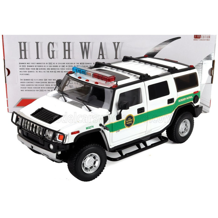 HIGHWAY61 HUMMER H2 BORDER PATROL POLICE 2006 - WHITE GREEN 1/18
