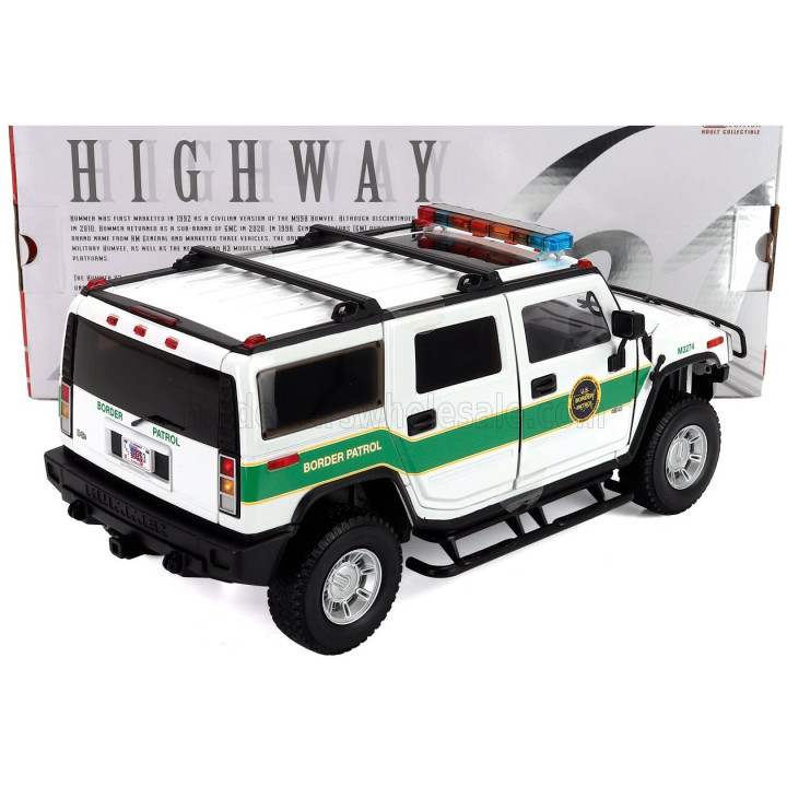 HIGHWAY61 HUMMER H2 BORDER PATROL POLICE 2006 - WHITE GREEN 1/18