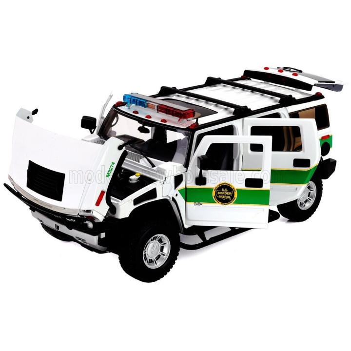 HIGHWAY61 HUMMER H2 BORDER PATROL POLICE 2006 - WHITE GREEN 1/18