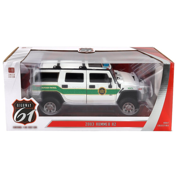 HIGHWAY61 HUMMER H2 BORDER PATROL POLICE 2006 - WHITE GREEN 1/18