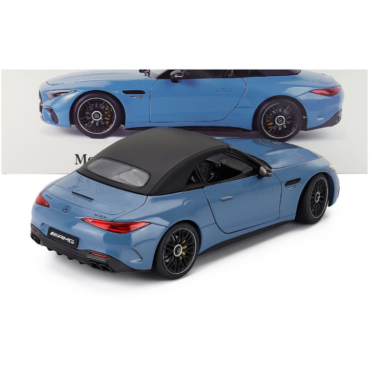 I SCALE MERCEDES BENZ SL-CLASS SL63 AMG (R232) 4MATIC CABRIOLET SPIDER 2021 - LIGHT BLUE BLACK 1/18