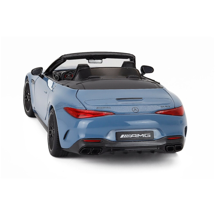 I SCALE MERCEDES BENZ SL-CLASS SL63 AMG (R232) 4MATIC CABRIOLET SPIDER 2021 - LIGHT BLUE BLACK 1/18