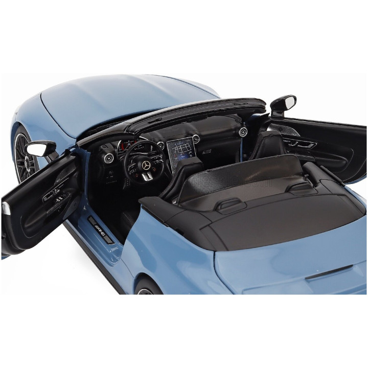 I SCALE MERCEDES BENZ SL-CLASS SL63 AMG (R232) 4MATIC CABRIOLET SPIDER 2021 - LIGHT BLUE BLACK 1/18