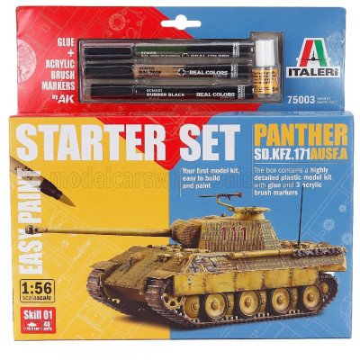 ITALERI TANK PANTHER SD.KFZ.171 AUSF.A MILITARY WITH 3 ACRYLIC BRUSH MARKERS 1945 1/56