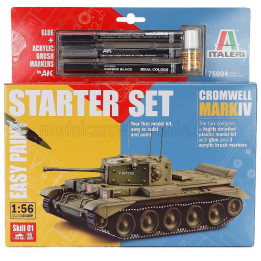 ITALERI CROMWELL MARK IV TANK MILITARY WITH 3 ACRYLIC BRUSH MARKERS 1945 1/56