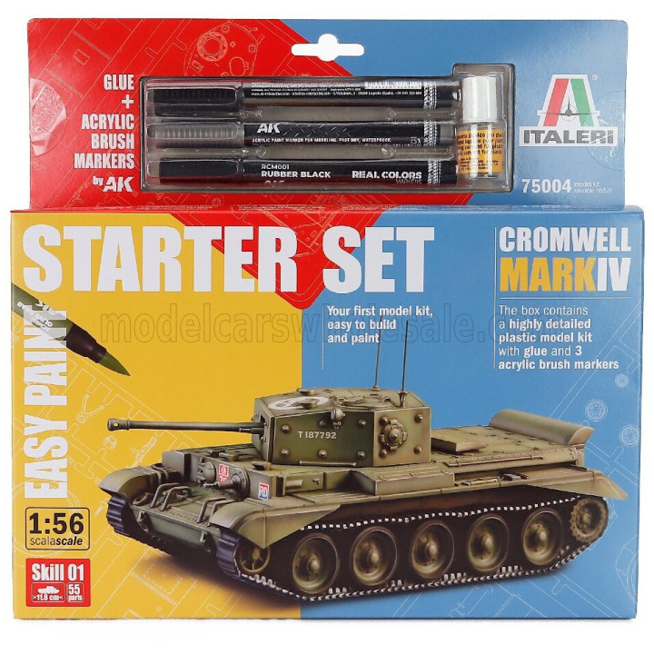 ITALERI CROMWELL MARK IV TANK MILITARY WITH 3 ACRYLIC BRUSH MARKERS 1945 1/56
