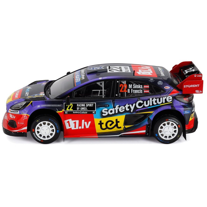 IXO MODELS FORD ENGLAND PUMA RALLY1 TEAM M-SPORT WRT N 22 RALLY SWEDEN 2025 MARTINS SESK - RENARS FRANCIS - BLUE PURPLE RED 1/18