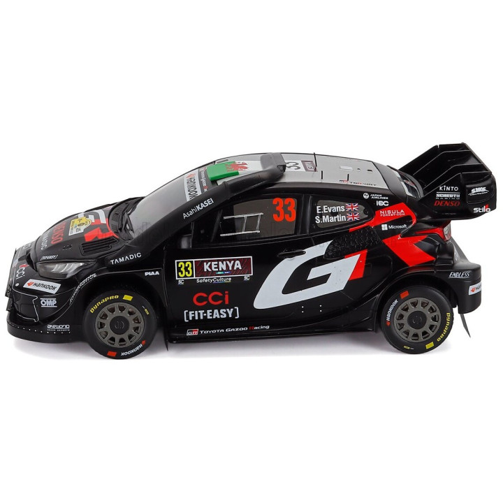 IXO MODELS TOYOTA YARIS GR RALLY1 HYBRID TEAM GAZOO RACING WRT N 33 WINNER RALLY KENYA SAFARI 2025 ELFYN EVANS - SCOTT MARTIN