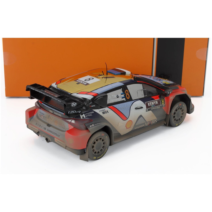 IXO MODELS HYUNDAI i20 N RALLY1 TEAM SHELL MOBIS WRT N 8 2nd RALLY KENYA SAFARI 2025 OTT TANAK - MARTIN JARVEOJA - RED WHITE