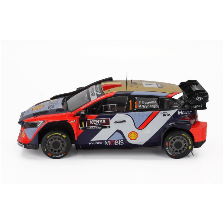 IXO MODELS HYUNDAI i20 N RALLY1 TEAM SHELL MOBIS WRT N 1 3rd RALLY KENYA SAFARI 2025 THIERRY NEUVILLE - MARTIJN WYDAEGHE - RED