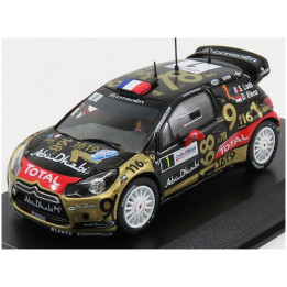 IXO MODELS CITROEN CITROEN DS3 ABU DHABI WRC N 1 RALLY FRANCE 2013 S.LOEB - D.ELENA - MATT BLACK GOLD RED 1/43