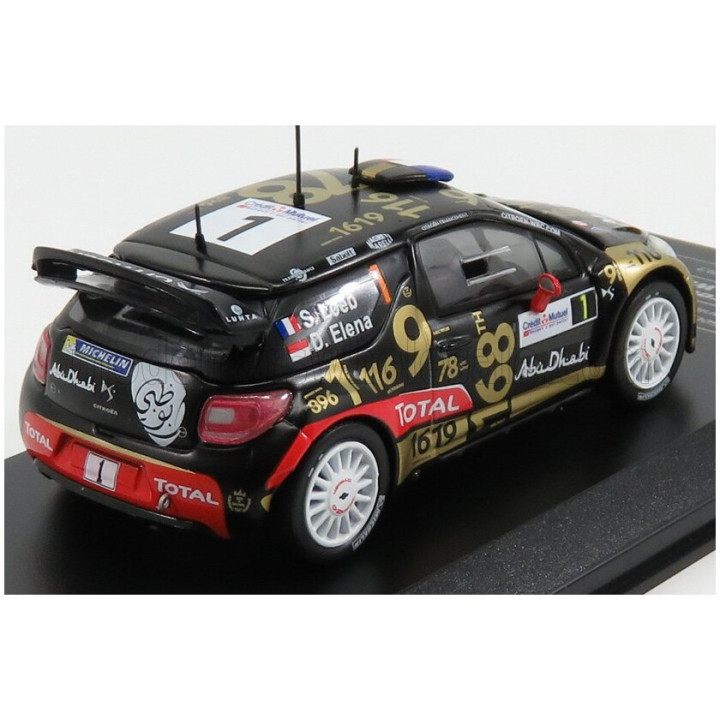 IXO MODELS CITROEN CITROEN DS3 ABU DHABI WRC N 1 RALLY FRANCE 2013 S.LOEB - D.ELENA - MATT BLACK GOLD RED 1/43