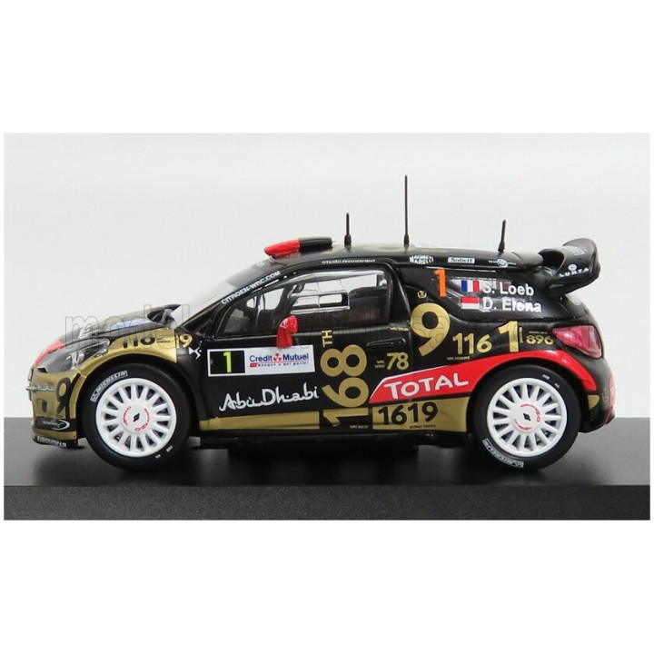 IXO MODELS CITROEN CITROEN DS3 ABU DHABI WRC N 1 RALLY FRANCE 2013 S.LOEB - D.ELENA - MATT BLACK GOLD RED 1/43