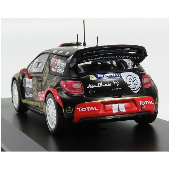 IXO MODELS CITROEN CITROEN DS3 ABU DHABI WRC N 1 RALLY FRANCE 2013 S.LOEB - D.ELENA - MATT BLACK GOLD RED 1/43