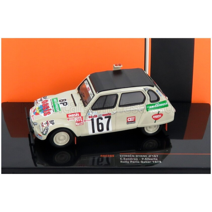 IXO MODELS CITROEN DYANE CABRIOLET CLOSED ROOF N 167 RALLY PARIS DAKAR 1979 C.SANDRON - P.ALBERTO - SAND BLACK 1/43