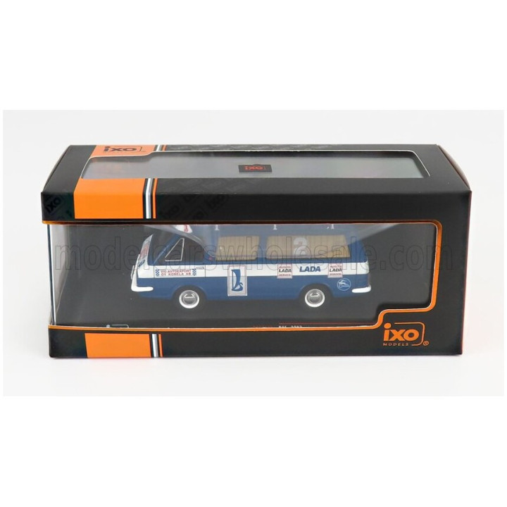 IXO MODELS RAF 2203 MINIBUS TEAM RALLY LADA SERVICE ASSISTANCE 1984 - BLUE WHITE 1/43