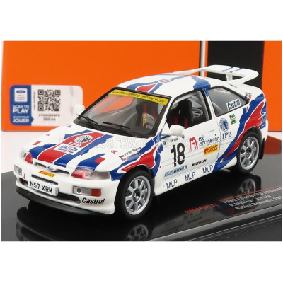 IXO MODELS FORD ENGLAND ESCORT RS COSWORTH N 18 RALLY BOHEMIA 1996 V.BLAHNA - J.PELC - WHITE BLUE RED 1/43