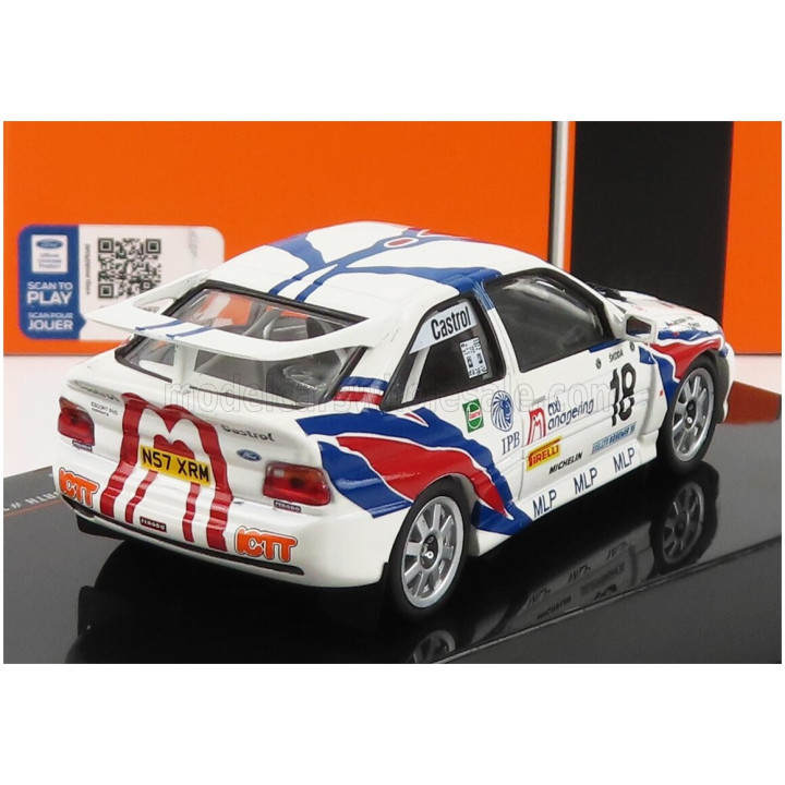 IXO MODELS FORD ENGLAND ESCORT RS COSWORTH N 18 RALLY BOHEMIA 1996 V.BLAHNA - J.PELC - WHITE BLUE RED 1/43