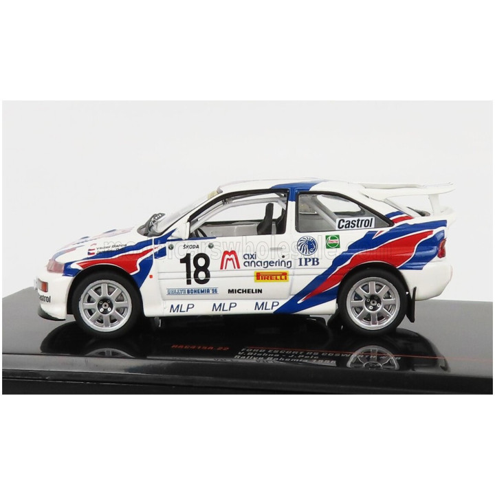 IXO MODELS FORD ENGLAND ESCORT RS COSWORTH N 18 RALLY BOHEMIA 1996 V.BLAHNA - J.PELC - WHITE BLUE RED 1/43